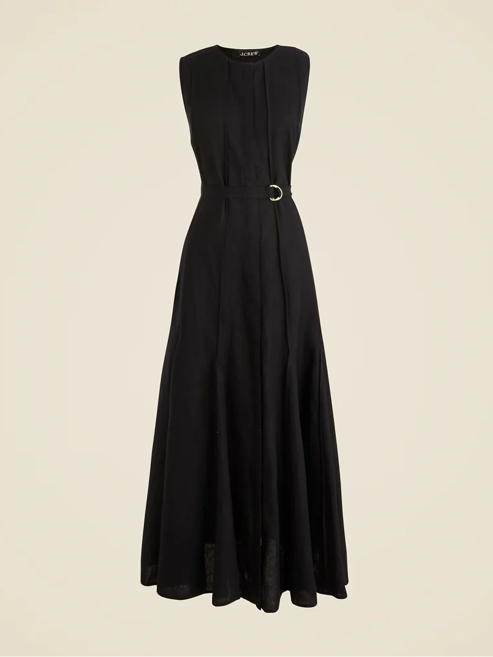 Seamed linen dress with removable belt